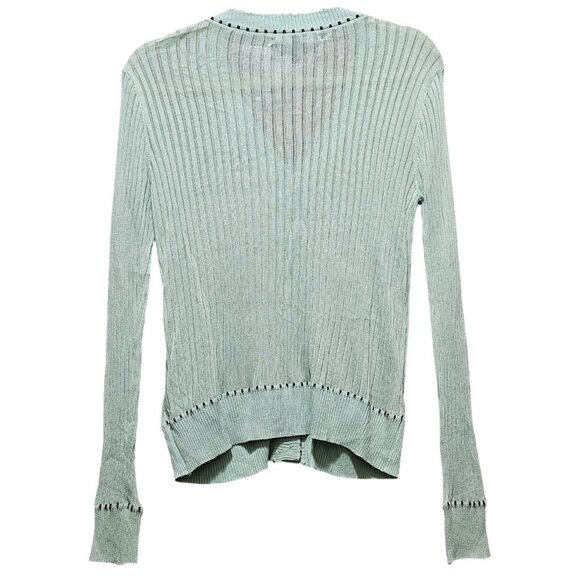 White House Black Market Womens Medium Mint Green V-Neck Cardigan Sweater - Picture 2 of 8